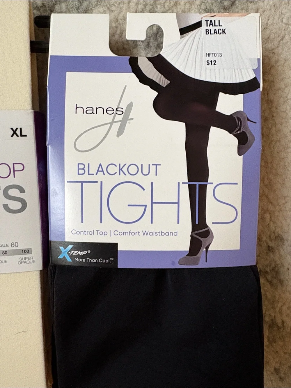 Mixit Black and Cream Control Top Tights Hanes Black - Pack of 3